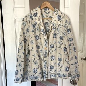 Vintage J. Jill embroidered linen jacket